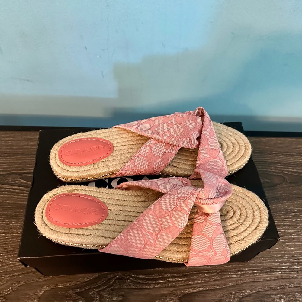 Coach Pink Signature Jacquard Charli Espadrilles Ladies Size 10 - Picture 4 of 8